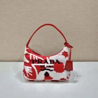 Prada Women Re-Edition 2006 Embroidered Drill Mini Bag-Red (1)