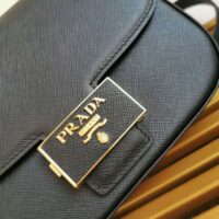 Prada Women Saffiano Leather Prada Emblème Bag-black (1)