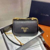 Prada Women Saffiano Leather Shoulder Bag-Black (1)