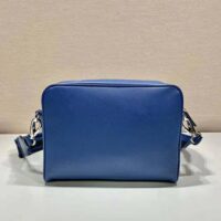 Prada Women Saffiano Leather Shoulder Bag With Iconic Prada Material-Navy (1)