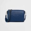 Prada Women Saffiano Leather Shoulder Bag with Sleek-Navy