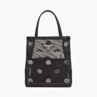 Prada Women Small Polka-Dot Mesh Tote Bag-Black (1)