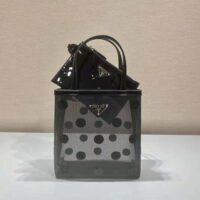 Prada Women Small Polka-Dot Mesh Tote Bag-Black (1)