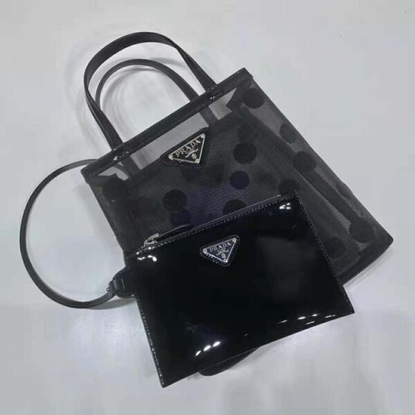 Prada Women Small Polka-Dot Mesh Tote Bag-Black (4)