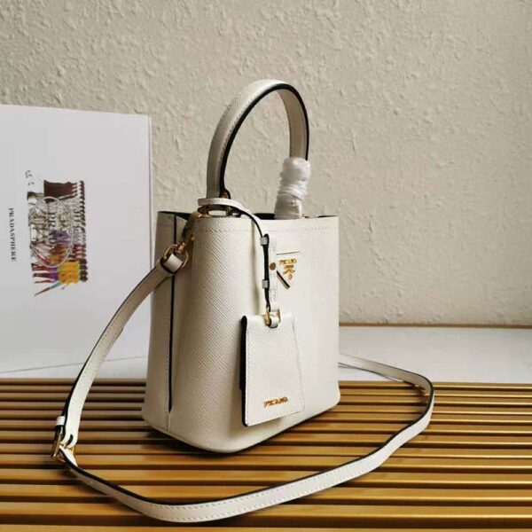 Prada Women Small Saffiano Leather Prada Panier Bag-white (3)