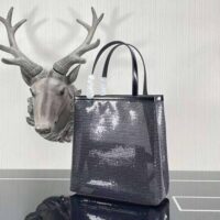 Prada Women Small Sequined Mesh Tote Bag-Black (1)