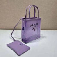 Prada Women Small Sequined Mesh Tote Bag-Purple (1)