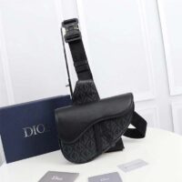 Dior Unisex CD Mini Saddle Bag Black CD Diamond Canvas Smooth Calfskin (6)