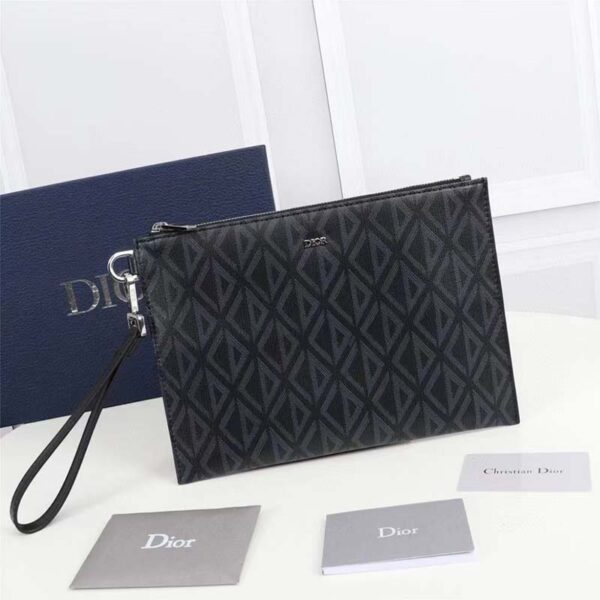 Dior Unisex CD Pouch Black CD Diamond Canvas DIOR Signature (9)