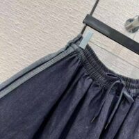 Dior Women Denim Couture Mid-Length Skirt Deep Blue Lightweight Cotton Denim (1)