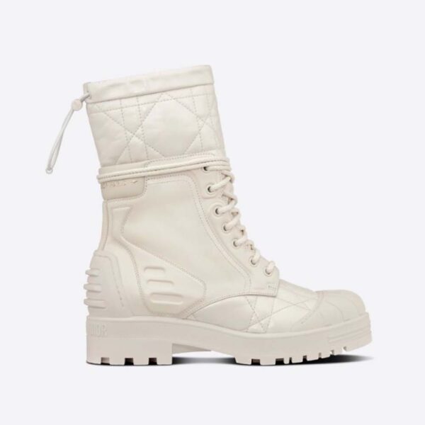 Dior Women Dioriron Ankle Boot White Quilted Cannage Calfskin (1)