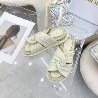 Dior Women Dtwist Slide White Cannage Lambskin (1)