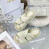 Dior Women Dtwist Slide White Cannage Lambskin (1)