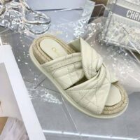 Dior Women Dtwist Slide White Cannage Lambskin (1)