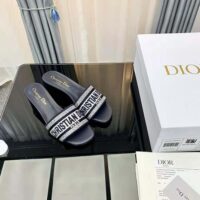 Dior Women Dway Heeled Slide Black Cotton Embroidered (1)