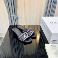 Dior Women Dway Heeled Slide Black Cotton Embroidered (1)