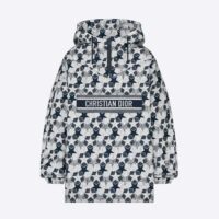 Dior Women Hooded Anorak Navy Blue Technical Taffeta Jacquard (1)