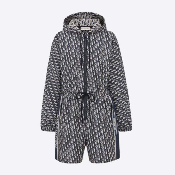 Dior Women Hooded Romper Blue Technical Taffeta Jacquard (1)