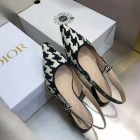 Dior Women J’Adior Slingback Ballerina Flat Black and White Cotton Embroidery (1)