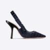 Dior Women J'Adior Slingback Pump Deep Blue Crocodile-Effect Embroidered Velvet