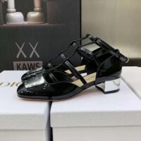 Dior Women La Parisienne Dior Ballerina Flat Black Patent Calfskin (1)