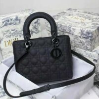 Dior Women Medium Lady Dior Bag Black Ultramatte Cannage Calfskin (1)