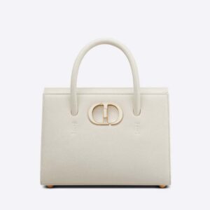 Dior Women Medium ST Honore Tote Latte Grained Calfskin-White