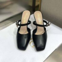 Dior Women Rhodes Heeled Mule Black Calfskin (1)