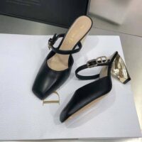 Dior Women Rhodes Heeled Mule Black Calfskin (1)