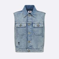 Dior Women Sleeveless Jacket Blue Cotton Denim (1)