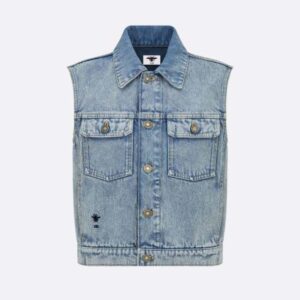 Dior Women Sleeveless Jacket Blue Cotton Denim