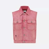 Dior Women Sleeveless Jacket Pink Cotton Denim (1)