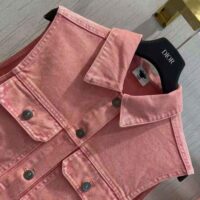 Dior Women Sleeveless Jacket Pink Cotton Denim (1)