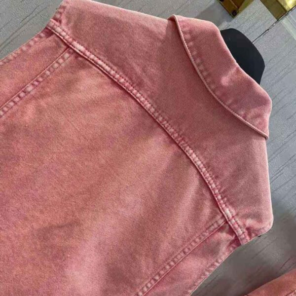 Dior Women Sleeveless Jacket Pink Cotton Denim (5)