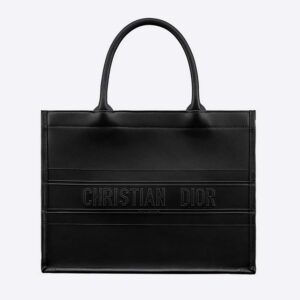 Dior Women Small Dior Book Tote Black Calfskin