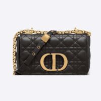 Dior Women Small Dior Caro Bag Lvory Supple Cannage Calfskin-black (1)