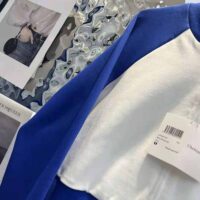 Dior Women Vibe Bomber Jacket Fluorescent Blue and White Technical Cashmere Jacquard (1)