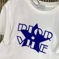 Dior Women Vibe T-shirt Ecru and Fluorescent Blue Cotton Jersey and Linen (1)