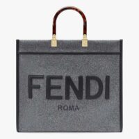 Fendi Women Fendi Sunshine Large Gray Flannel Shopper (1)