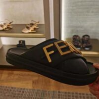 Fendi Women Fendigraphy Black Leather Slides (1)