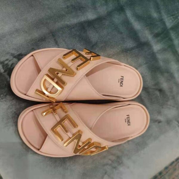 Fendi Women Fendigraphy Pink Leather Slides (5)