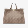 Fendi Women Medium Peekaboo X-Tote Gray Canvas Bag