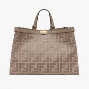 Fendi Women Medium Peekaboo X-Tote Gray Canvas Bag