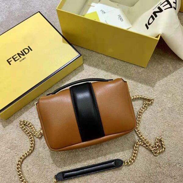 Fendi Women Mini Baguette Chain Brown and Black Nappa Leather Bag (5)