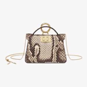 Fendi Women Nano Peekaboo Charm Brown Python Charm