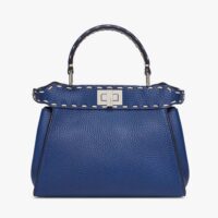 Fendi Women Peekaboo Iconic Mini Full Grain Leather Bag-navy (1)