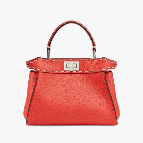 Fendi Women Peekaboo Iconic Mini Full Grain Leather Bag-red (1)