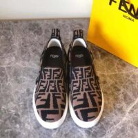 Fendi Women Rise Brown Fabric Slip Ons (1)