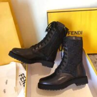 Fendi Women Signature Black Leather Biker Boots (1)