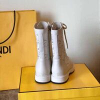 Fendi Women Signature White Leather Biker Boots (1)